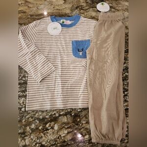Striped Beige and Blue Kids Set